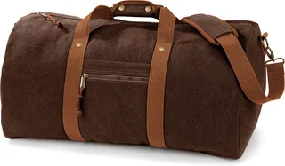 Quadra Vintage canvas weekend bag in Vintage Brown, voorkant