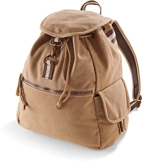 Quadra Vintage canvas rugzak in Sahara, voorkant