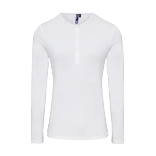 Premier Long John dames T-shirt met opgerolde mouwen in White, voorkant