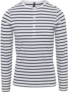 Premier Long John dames T-shirt met opgerolde mouwen in White / Navy, voorkant