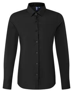 Premier RECYCLIGHT damesoverhemd van popeline met lange mouwen in Black, voorkant