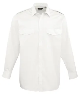 Premier Pilotenoverhemd met lange mouwen in White, voorkant
