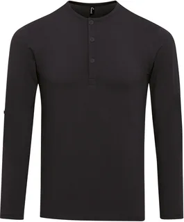 Premier Long John heren T-shirt met opgerolde mouwen in Black, voorkant