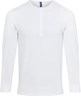 Premier Long John heren T-shirt met opgerolde mouwen in White, voorkant