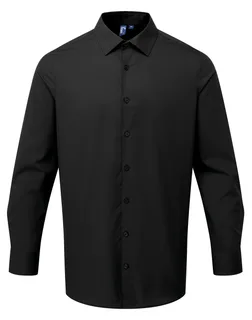 Premier RECYCLIGHT men's long sleeve poplin shirt in Black, voorkant