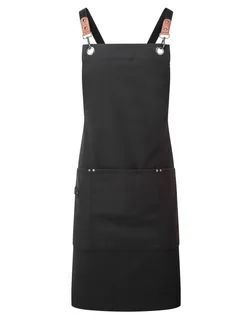 Premier Bib apron with crossed CLIP 'N' CLASP back straps in Black, voorkant
