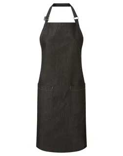Premier Organic, fair trade denim apron in Black Denim, voorkant