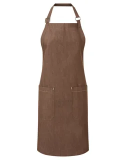 Premier Organic, fair trade denim apron in Brown Denim, voorkant