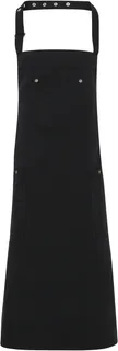 Premier Chino Bib Apron in Black, voorkant