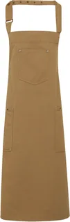 Premier Chino Bib Apron in Khaki Beige, voorkant