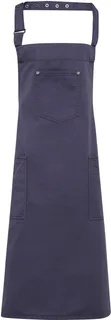Premier Chino Bib Apron in Steel, voorkant