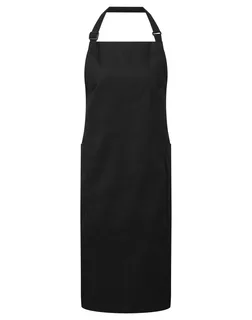 Premier Recycled, organic bib apron in Black, voorkant