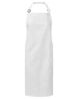 Premier Recycled, organic bib apron in White, voorkant