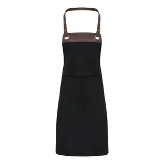 Premier Espresso bib apron in Black / Brown, voorkant