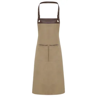 Premier Espresso bib apron in Khaki / Brown, voorkant