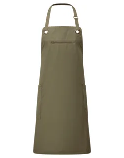 Premier Eco-friendly contrasting apron ‘Barley’ in Green Olive / Chestnut, voorkant