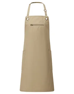 Premier Eco-friendly contrasting apron ‘Barley’ in Khaki / Brown, voorkant