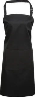 Premier Colours Bib Apron With Pocket in Black, voorkant
