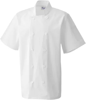 Premier Short-Sleeved Chef's Jacket in White, voorkant