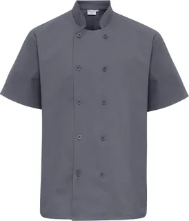 Premier Short-Sleeved Chef's Jacket in Steel, voorkant