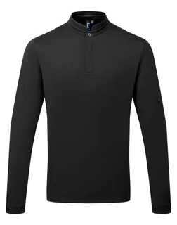 Premier Coolchecker Essential kokspolo met lange mouwen in Black, voorkant