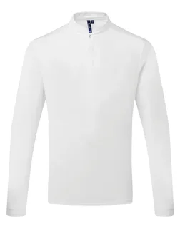 Premier Coolchecker Essential kokspolo met lange mouwen in White, voorkant