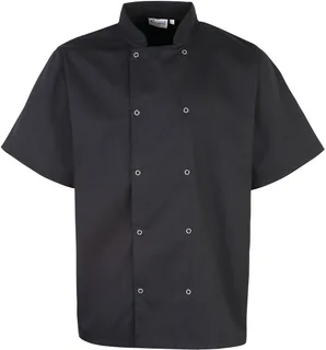 Premier Studded Front Short-Sleeved<br/>Chef's Jacket in Black, voorkant