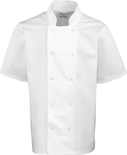 Premier Studded Front Short-Sleeved<br/>Chef's Jacket in White, voorkant