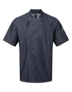 Premier ‘Zip close’ chef’s jacket in Indigo Denim, voorkant