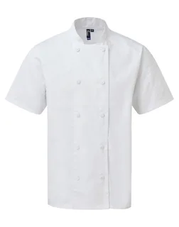 Premier Coolchecker® koksjas met korte mouwen in White, voorkant