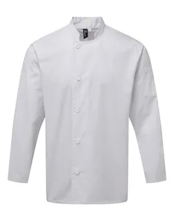 Premier ‘Essential’ long-sleeved chef’s jacket. in White, voorkant