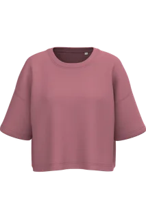 Proact Ladies' short sleeve crew neck crop sweatshirt in Antique Rose, voorkant
