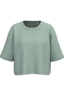 Proact Ladies' short sleeve crew neck crop sweatshirt in Sage, voorkant