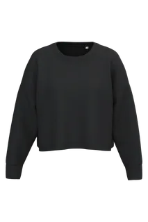 Proact Ladies' crew neck crop sweatshirt in Black, voorkant