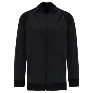 Proact Unisex trainingsjasje met rits en biesje in Black, voorkant