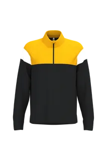 Proact Adult zipped neck training top in Black / Sporty Yellow, voorkant