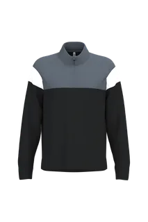 Proact Adult zipped neck training top in Black / sporty grey, voorkant