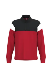 Proact Adult zipped neck training top in Sporty Red / Black, voorkant