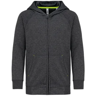 Proact Kinder sweatvest met capuchon in Dark Grey Heather, voorkant