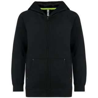 Proact Kinder sweatvest met capuchon in Black, voorkant