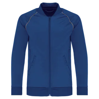 Proact Kids zipped tracksuit top with piping in Dark Royal Blue, voorkant