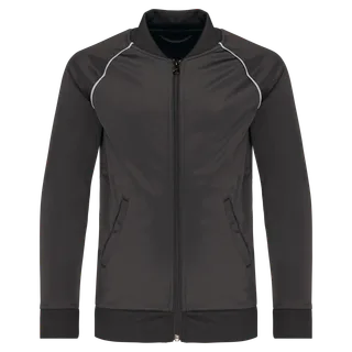 Proact Kids zipped tracksuit top with piping in Dark Grey, voorkant