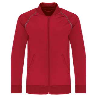 Proact Kids zipped tracksuit top with piping in Sporty Red, voorkant