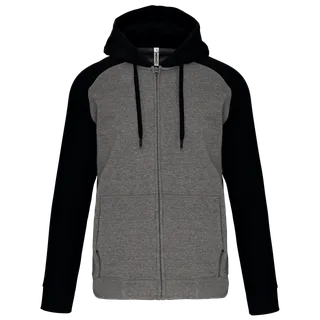 Proact Tweekleurig sweatvest met capuchon unisex in Grey Heather / Black, voorkant