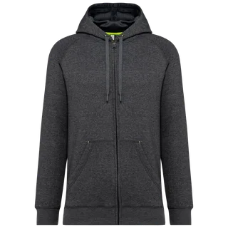 Proact Unisex zipped fleece hoodie in Dark Grey Heather, voorkant