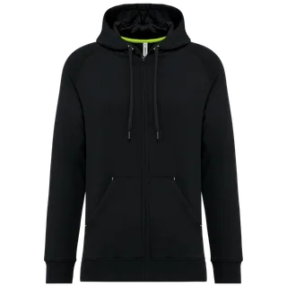 Proact Unisex zipped fleece hoodie in Black, voorkant