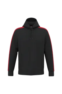 Uniseks teamwear hoodie in Black / Sporty Red, voorkant