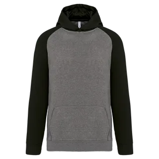 Proact Kinder multisport tweekleurige sweater met capuchon in Grey Heather / Black, voorkant