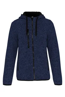 Proact Ladies’ heather hooded jacket in Navy Melange, voorkant