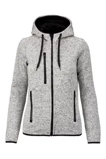 Proact Ladies’ heather hooded jacket in Light grey melange, voorkant